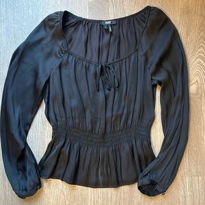 PAIGE silk blouse top Sz S black drop waist